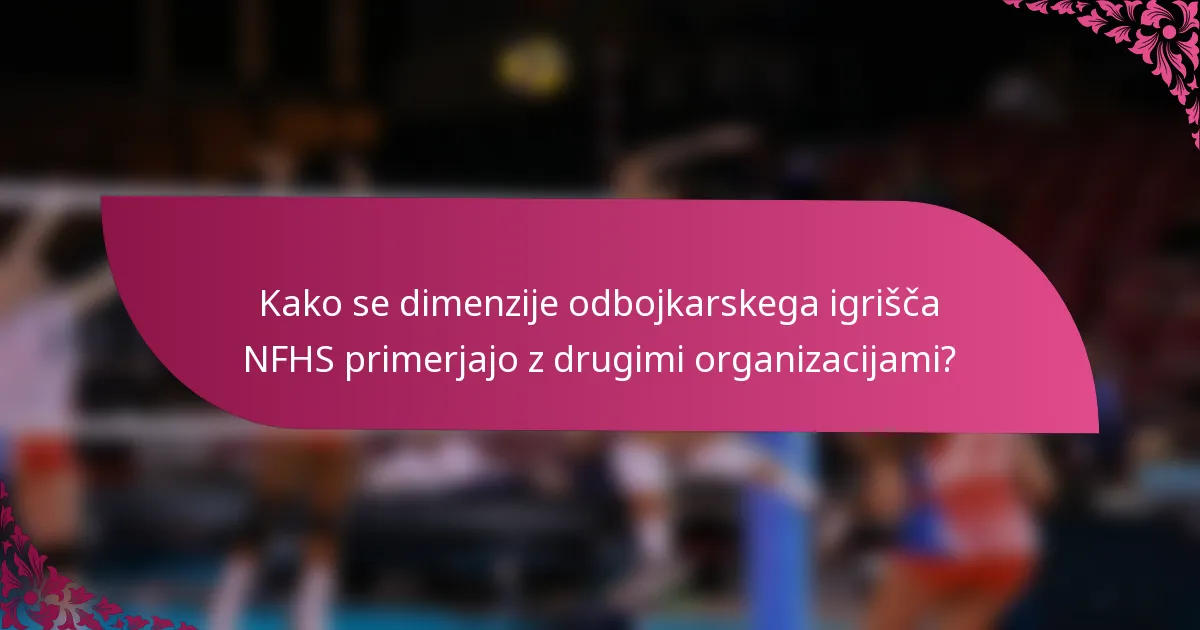 Kako se dimenzije odbojkarskega igrišča NFHS primerjajo z drugimi organizacijami?